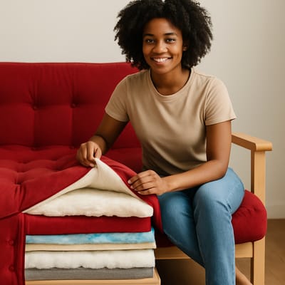 Inside a futon: layers, tufting, and cooling materials