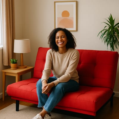 Red futon color: styling, care, and dye-fastness